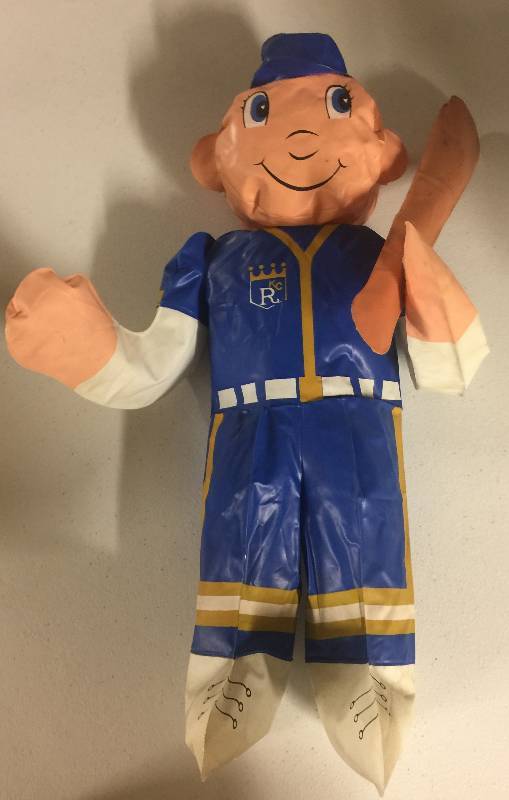lot 1067 image: Vintage Kansas City Royals Blow-up Doll - Stadium Giveaway From Late 70s or Early 1980s 15 inches Tall