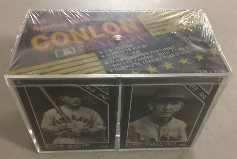 lot 1073 image: Factory Sealed 1991 Conlon Collection of 330 Baseball Cards With Sporting News Bonus Pack Babe Ruth, Ty Cobb, and More