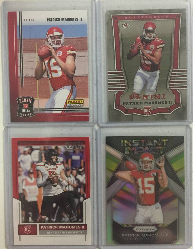 lot 1087 image: Four Patrick Mahomes II Kansas City Chiefs 2017 Rookie Cards