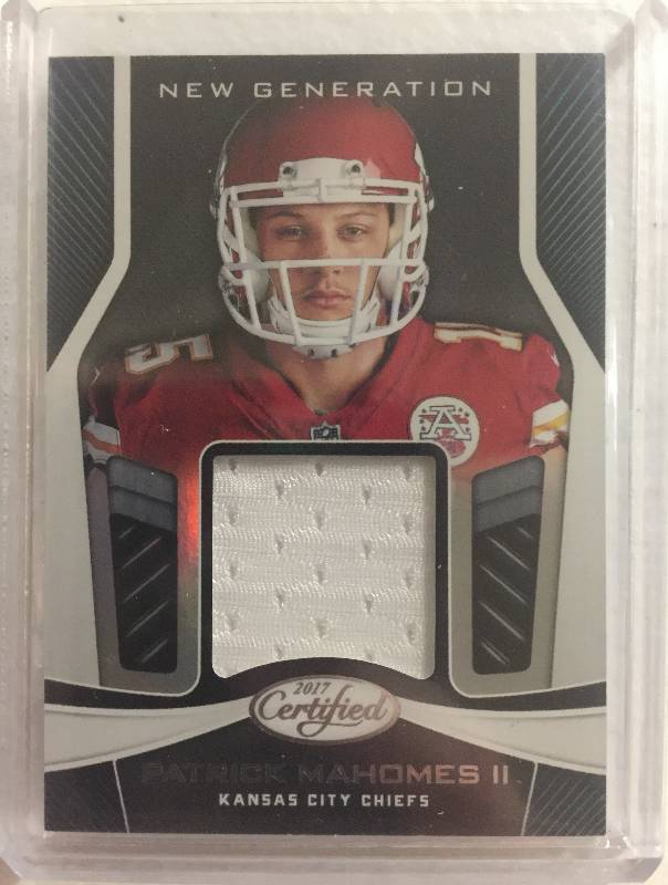 lot 1258 image: 2017 Certified Patrick Mahomes Player Worn Jersey Piece Kansas City Chiefs Rookie Card