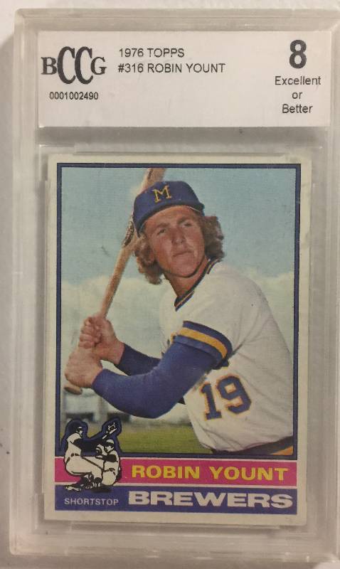 lot 1265 image: Original 1976 Topps Robin Yount BCCG 8 Excellent Or Better Beckett Graded