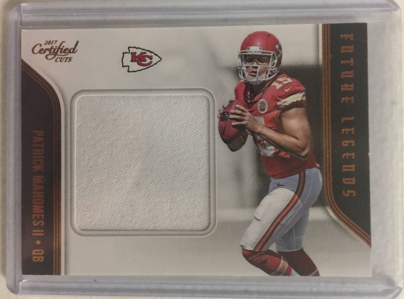 lot 1267 image: 2017 Certified Cuts Patrick Mahomes Player Worn Jersey Piece Kansas City Chiefs Rookie Card