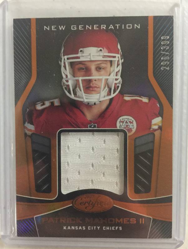 lot 1268 image: 2017 Certified Patrick Mahomes Player Worn Jersey Piece Kansas City Chiefs Rookie Card