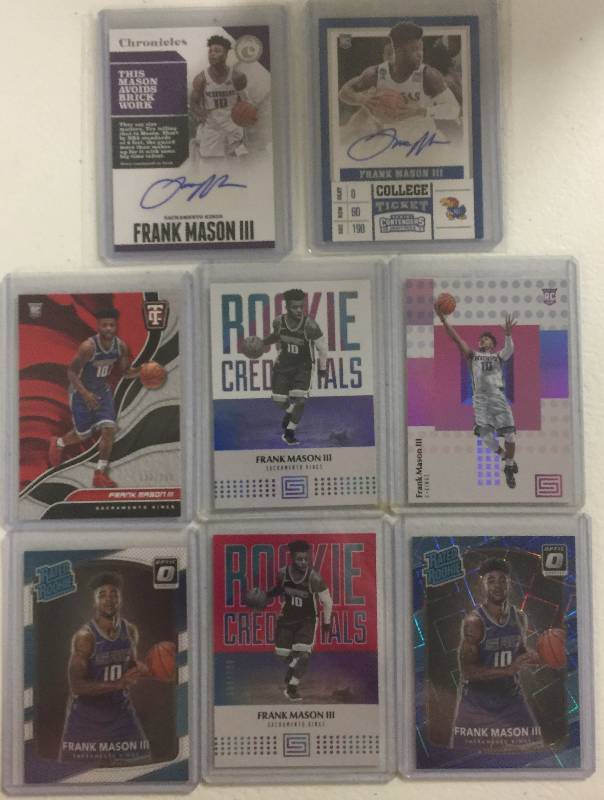lot 1292 image: Frank Mason III Rookie Card Collection With Six Rookie Cards & Two Rookie Autographs - 100% Authentic Signatures