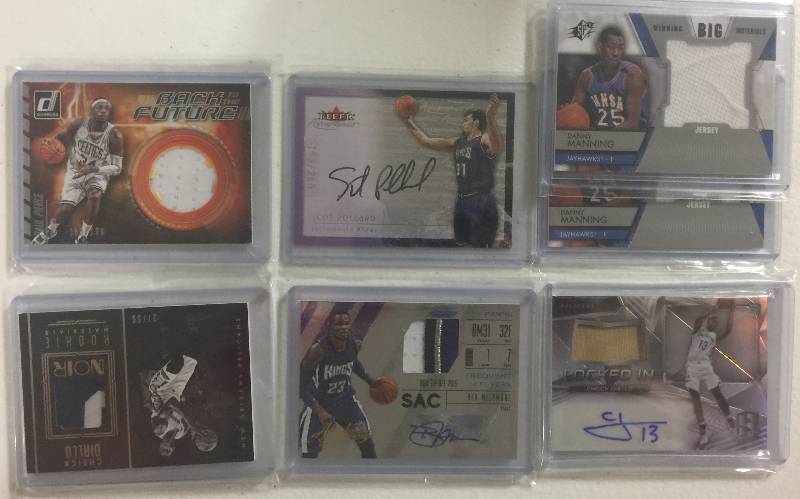 lot 1295 image: Seven Kansas Jayhawks Player Worn Jersey Pieces and Autographs  All Former Kansas Jayhawks and All 100% Authentic From Packs - Less Than $2 a Card