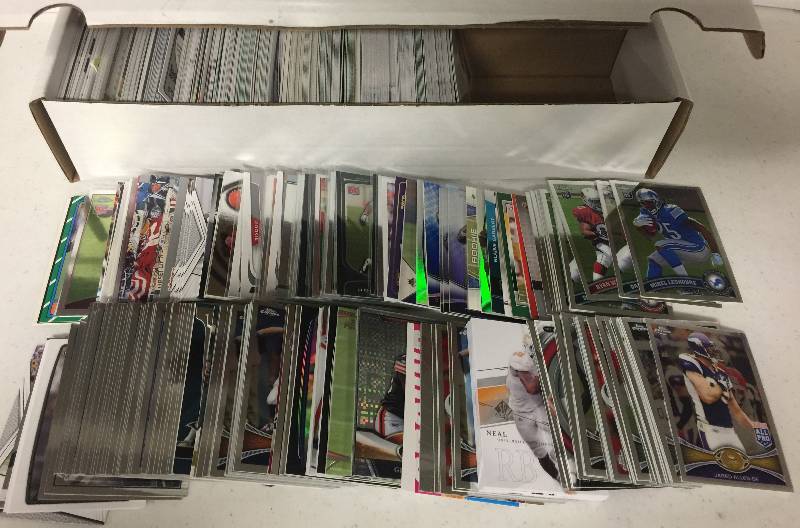 lot 1312 image: Packed Full 800 Count Box Full of Inserts, Rookies, Stars, and more Full of Football Cards - Only Newer Cards