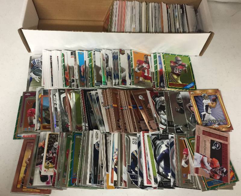 lot 1317 image: Packed Full 800 Count Box Full of Inserts, Rookies, Stars, and more Full of Football Cards - Only Newer Cards