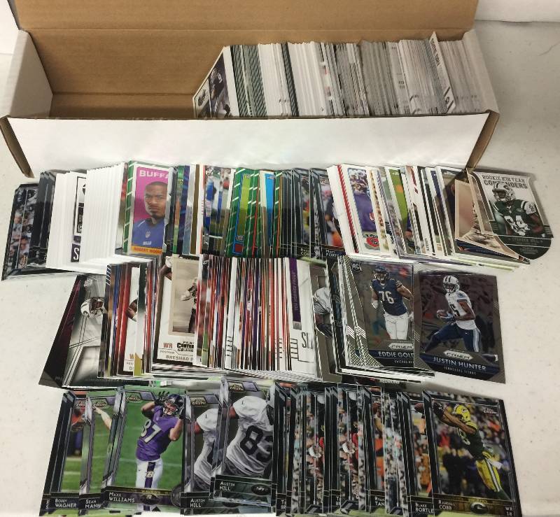 lot 1321 image: Packed Full 800 Count Box Full of Inserts, Rookies, Stars, and more Full of Football Cards - Only Newer Cards