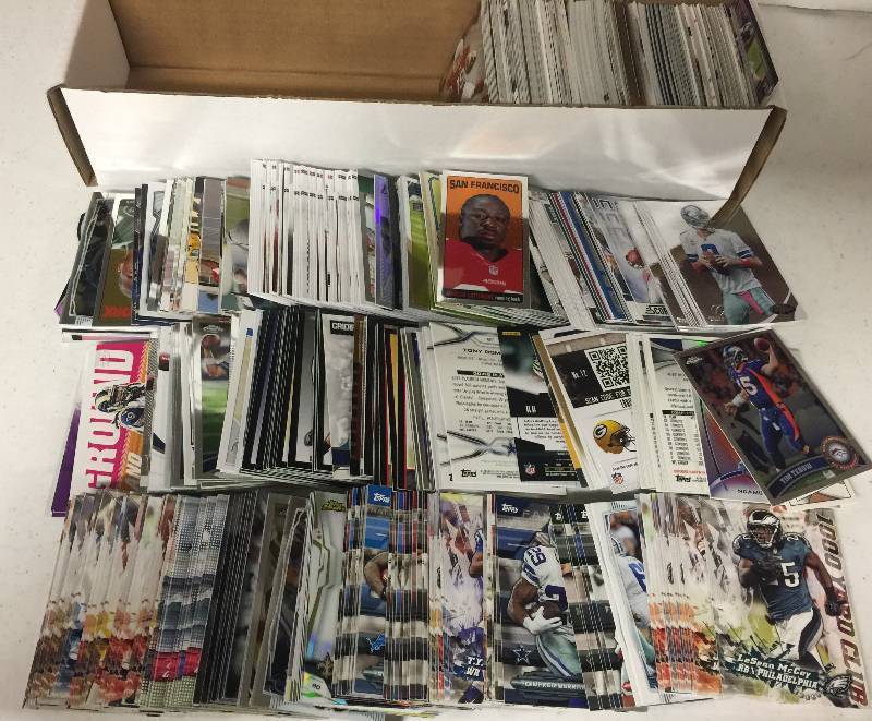 lot 1323 image: Packed Full 800 Count Box Full of Inserts, Rookies, Stars, and more Full of Football Cards - Only Newer Cards