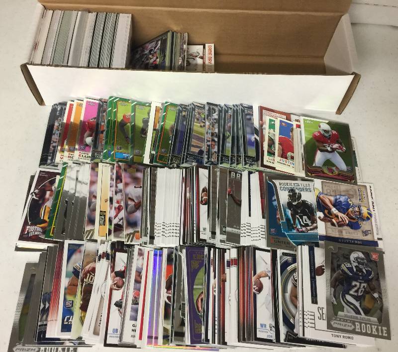 lot 1325 image: Packed Full 800 Count Box Full of Inserts, Rookies, Stars, and more Full of Football Cards - Only Newer Cards