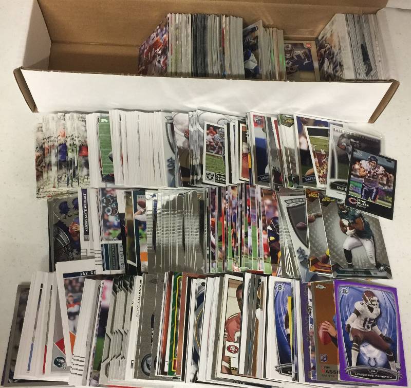 lot 1326 image: Packed Full 800 Count Box Full of Inserts, Rookies, Stars, and more Full of Football Cards - Only Newer Cards