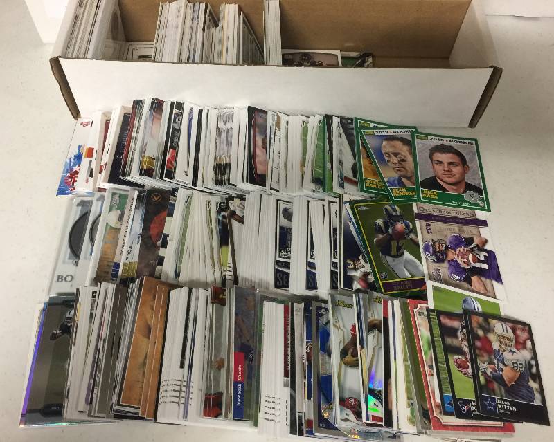 lot 1330 image: Packed Full 800 Count Box Full of Inserts, Rookies, Stars, and more Full of Football Cards - Only Newer Cards