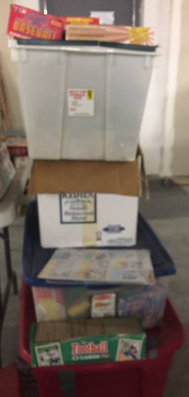 lot 1338 image: Massive Collection of Several Thousand Sports Cards - Tubs Full of Unsorted Sports Cards