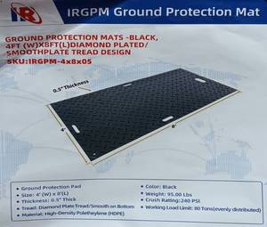 lot 279 image: Unused IRGPM 4ft X 8ft X .5in Black Ground Protection Mats - Set of 15 -High Density Polyethylene Diamond Plated Smooth Plate Tread Design