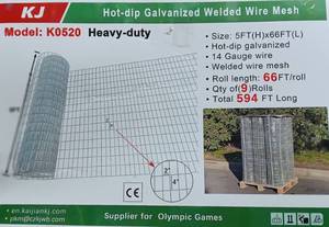 lot 209A image: Unused - 1 Roll of Hot-Dipped 14 Gauge Galvanized Welded Wire Mesh - K0520 - Heavy Duty 5ft X 66ft Roll 2in X 4in Spacing