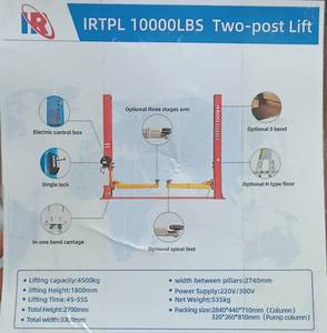 lot 303 image: Unused IRTPL Red 10000 Pound Electric Control Two Post Lift