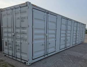 lot 90 image: 2025 One Way Use 40 Long 9.5 Tall High Cube Container with Double Rear & Four (4) Side Double Doors We Can Load Container on a TrailerDelivery Available