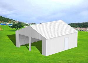 lot 268 image: Unused KJ 23ft X 22ft Double Garage heavy Duty Metal Shed - K2223 - Cream