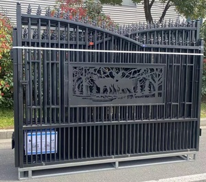 lot 245 image: Unused KJ 7ft x 20ft Metal Farm Driveway Gate - K0720 Deer - Black Galvanized  Powder Coated
