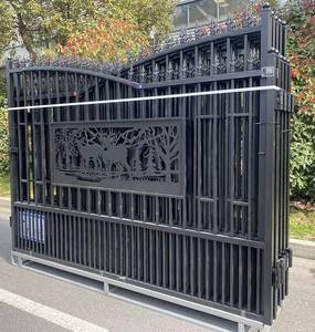 lot 242 image: Unused KJ 7ft x 20ft Metal Farm Driveway Gate - K0720 Deer - Black Galvanized  Powder Coated