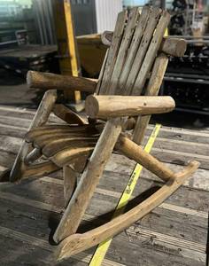 lot 349 image: PatioOutdoor Furniture - Log Rocking Chair 30in x 41in