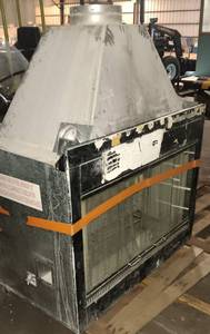 lot 364 image: USED 42in X 28in Gas Fireplace Insert - Double Sided, Faux Wood Logs