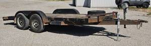 lot 50 image: Car Hauler Trailer 16.5ft - Bumper Pull - Steel Diamond Plate Dovetail with Ramps - Front Channel Bulkhead - Cargo Stake Pockets - Bulldog Jack & Electric Jack (Unknown Workability Needs Wires Connected)