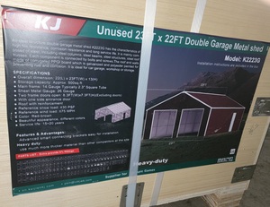lot 267 image: Unused KJ 23ft X 22ft Double Garage heavy Duty Metal Shed - K2223G - Red Brown - STOCK PHOTO IS OF STRUCTURE MODEL ONLY NOT COLOR
