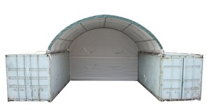 lot 307 image: Unused 20ft X 40ft Galvanized Trussed Frame Structure Kit - Model C2040H - White with Back Wall Cover
