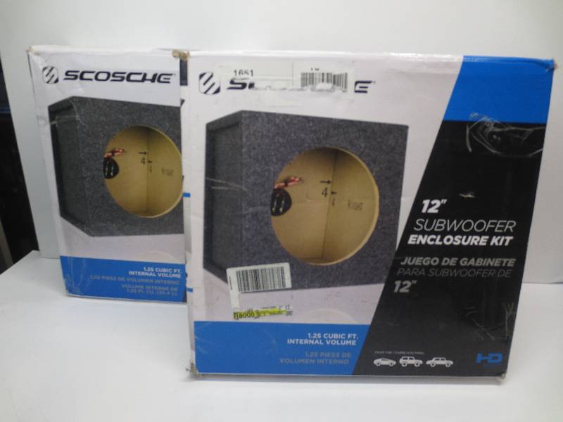 lot 2382 image: Lot of 2 Scosche 12 subwoofer enclosure kit