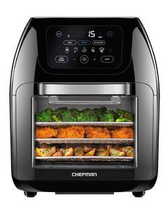lot 1292 image: CHEFMAN Multifunctional Digital Air Fryer Rotisserie, Dehydrator, Convection Oven, 17 Touch Screen Presets Fry, Roast, Dehydrate, Bake, XL 10L Family Size, Auto Shutoff, Large Easy-View Window, Black