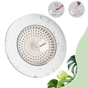 lot 2198 image: Hibbent Upgraded 3 in 1 Kitchen Sink Drain Strainer, Pop Up Sink Stopper, Chrome Stainless Steel Wrapped Shell, Anti-Clogging Basket Strainer, Foldable Handle, Fit for US Standard 3-12 Drain, White