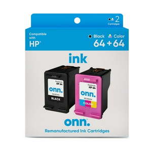 lot 2208 image: ONN INHPCL100014173 HP 64 Black and 64 Tri-Color Remanufactured Ink  2 Cartridges