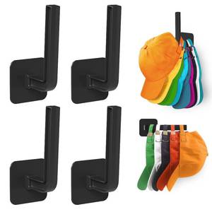 lot 2249 image: TimDonki Hat Rack(4-Pack), Self-Contained Adhesive Hat Hooks, Adjustable Orientation Hat Hanger on Wall,Hat Storage for Baseball Caps,Space-Saving,Easy to Install Hat Organizer,Black