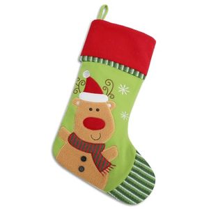 lot 2268 image: Estivaux Large Christmas Stockings Xmas Reindeer Hanging Stockings Winter Holiday Stocking Decorations Green Velvet Fireplace Stockings Gift Holding Bag for Home Christmas Party Favor Supplies