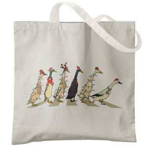 lot 2284 image: Veqzc Duck Christmas Tote Bag - Gifts for Duck Lovers, Funny Reusable Grocery Shopping Bags for Women