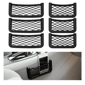 lot 2286 image: Dickno 6 PCS Car Pocket Phone Net, Universal Seat Side Storage Net Bag with Double Sided Tape, Automotive Frame Storage Net Pocket, Vehicle Interior Organizer for Phone Purse Bag