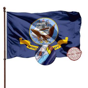 lot 2291 image: Double Sided Navy Flags 3x5 Outdoor- Heavy Duty 3Ply 240D Polyester Vivid Colors- Navy Flag Banner- Canvas Header with 2 Brass Grommets & 4 Rows Stitched