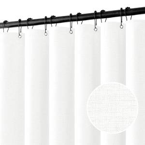lot 2292 image: MIULEE Extra Long Linen Shower Curtain 84 Inch Long with 12 Metal Hooks Washable Heavy Fabric Shower Curtain Set Waterproof Thick Cloth Shower Curtain for Bathroom Hotel Bathtub,72 x 84,White