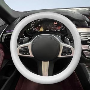 lot 2335 image: Car Steering Wheel Cover, Soft Odorless Silicone Steering Wheel Protector, Anti-Slip Auto Steering Wheel Cover Universal Fit 14 Inch, Vehicle Interior Accessories for Cars SUVs Trucks (White)