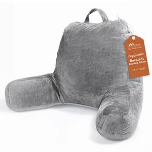 lot 11292 image: Sasttie Reading Pillows for Sitting in Bed Adult, Velvet Back Pillow Bed Sitting Up, Back-Rest Support Cushion for Sit Up on Couch, Sofa, and Floor, Dorm Essentials, Oeko-Tex Certified, Dark Grey