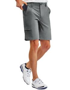lot 12397 image: PULI Mens Golf Shorts 9 inch Inseam Hybrid Dress Shorts Flat Front Lightweight Quick Dry Chino Casual with Pockets Dark Grey 36