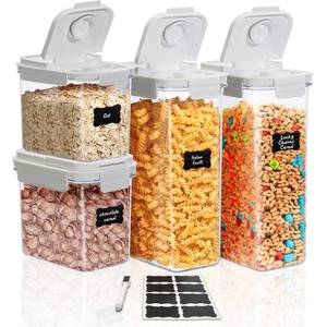 lot 15239 image: NBILIC Cereal Storage Containers, Flip Top, BPA-Free Plastic, Reusable, Air Tight Pantry Organizers, Food Portion Containers (FG4Pcs RE)
