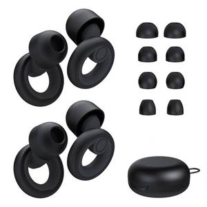 lot 16080 image: Gutevoz Ear Plugs for Sleeping Noise Cancelling 2 Sets, Reusable Earplugs Hearing Protection 30dB, Soft Silicone Ear Plugs for Concerts, Party, Focus - 8 Pairs Ear Tips in XSSML - Black