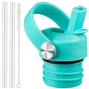 lot 16091 image: Straw Lid for Hydroflask, Lids with Straw for Hydro Flask 18 21 24 oz Standard Mouth, Replacement Sport Cap for HydroFlask Top Lid with Flexible Handle, Sport Water Bottle Cap Accessories, Mint (3 Pack)