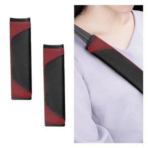 lot 16109 image: 2PCS Car Seat Belt Cover Pad, Carbon Fiber Safety Seatbelt Shoulder Strap Cover, Soft Breathable Harness Pad Protect Neck & Shoulder, Universal Auto Accessory for a Comfort Driving (BlackWine Red)