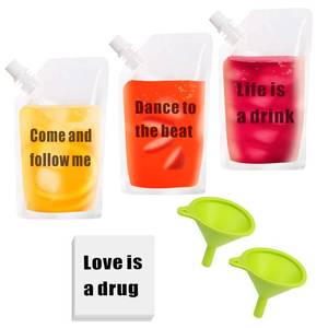 lot 2373 image: UNIMEIX 100 Pcs 8.5oz Plastic Flasks Drink Pouches Freezable Reusable Juice Pouches Drink Bags for Travel Outdoor Sports for Adults and Teens(100 Sets,10 Styles)
