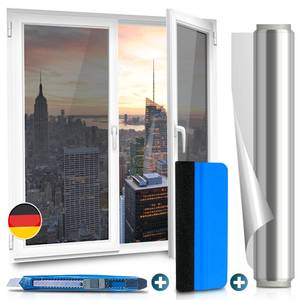 lot 2406 image: WindowShield  Window Privacy Film with Installation Tools  Silver One Way Mirror Film Daytime Privacy, Heat Control, UV Blocking  Self-Adhesive Window Tinting  17.5 Inch x 13.1 Feet
