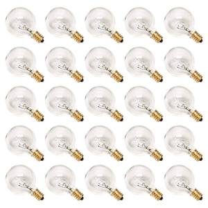 lot 2410 image: rincentd G40 Replacement Bulbs, 120V 5 Watt Clear Globe Incandescent Light Bulbs fits E12 C7 Candelabra Base, Dimmable String Light Bulbs Replacement for Indoor Outdoor Patio Decor, (25 Pack)