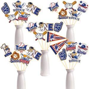 lot 2411 image: Luvsweets Rookie of the Year Centerpiece Sticks - 30 Pcs Baseball Birthday Decorations for Boy, Baseball Themed Centerpieces for Tables, Rookie Year 1st Birthday Decor Party Supplies